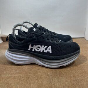 Hoka One One Bondi 8 Women Size 6.5B Black Running Shoes Sneakers